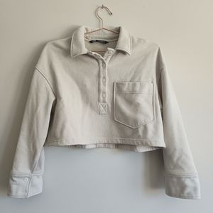 Zara cropped plush polo shirt